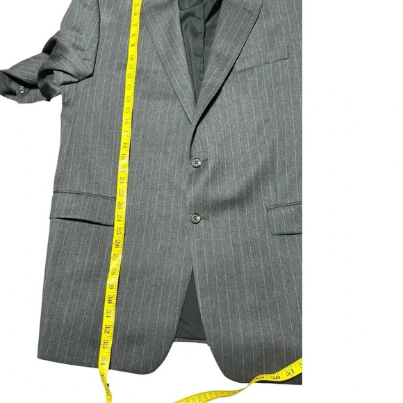 Lauren Ralph Lauren Pure New Wool‎ Blazer Sports Coat Gray Pinstripe - Picture 4 of 12